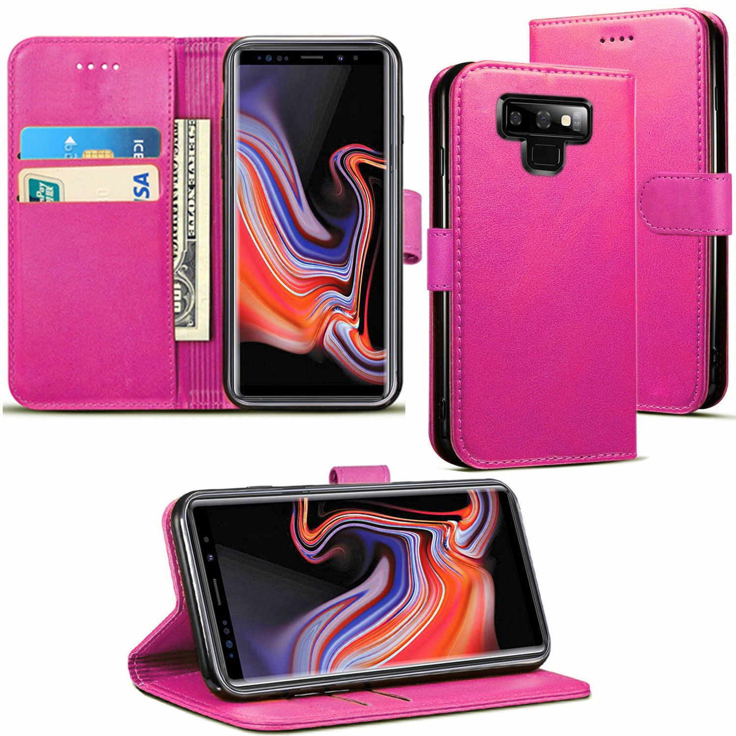 Leather Folio Wallet Case for Samsung Galaxy Note 9 Leather Folio Wallet Case for Samsung Galaxy Note 9